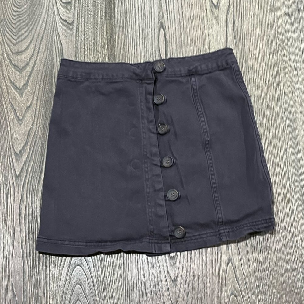 Altar'd State Skirt Stretch Denim Mini Button Front Black Size Medium